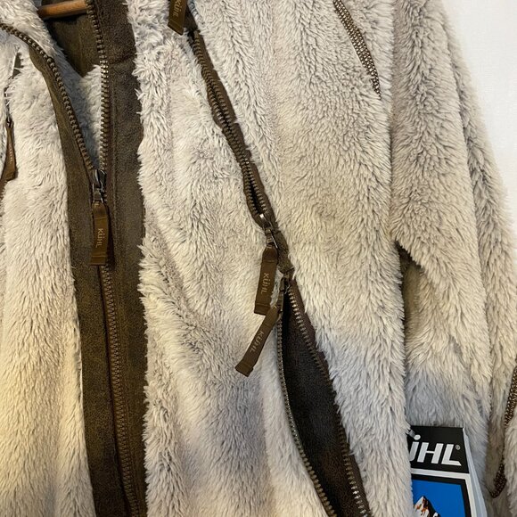 NEW KUHL Women's Flight Jacket Fleece Zip Up Pockets Hooded Stone Size Large - Picture 6 of 15